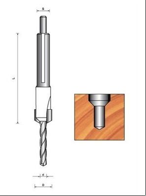 Avellanado TCT brocas con M5 * 10 tornillo ajustable y Centro punto